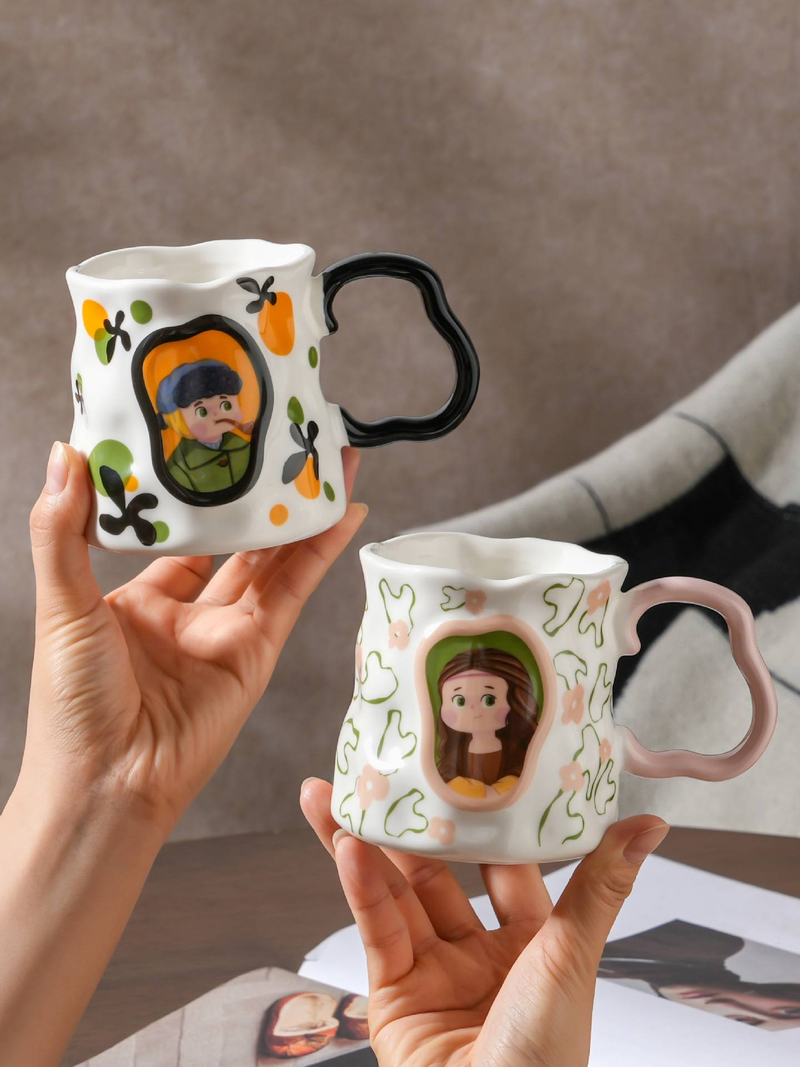 Kreativ keramisk krus for damer, høyverdig husholdningskaffekopp, eksklusiv utsøkt melkekopp, frokostkopp_voghion.com