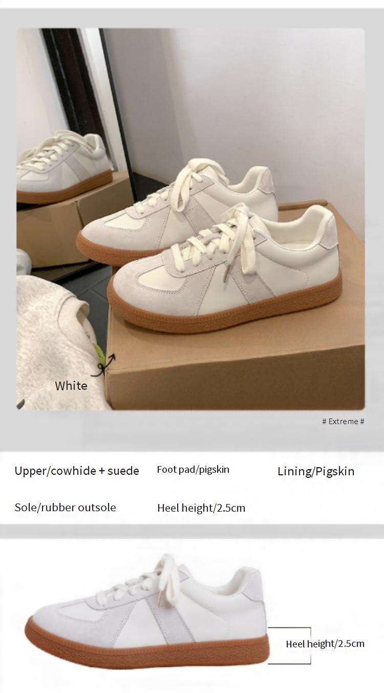 Women's Shoes Spring Retro Round Toe Colorblock Casual Sneakers Lace Up German Training White Shoes Women Spring And Autumn_voghion.com
