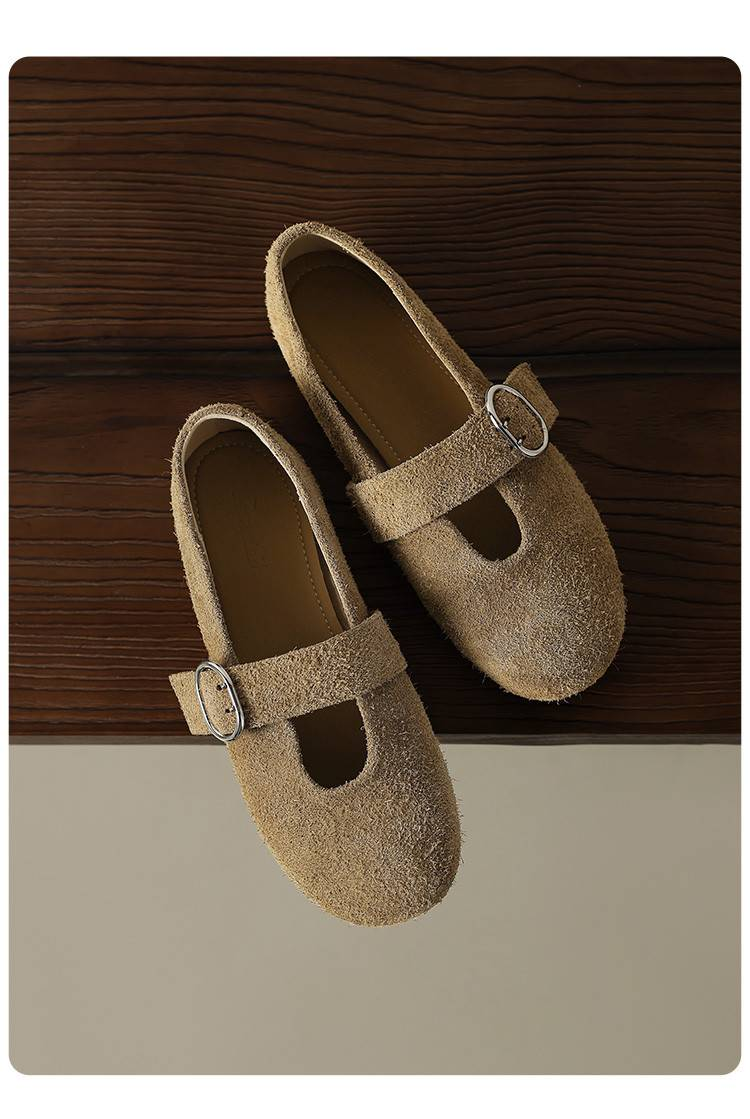 Cameido Women's Loafers Wine Red Brown Suede 1 5cm Round Toe Rubber Sole Casual Shoes_voghion.com
