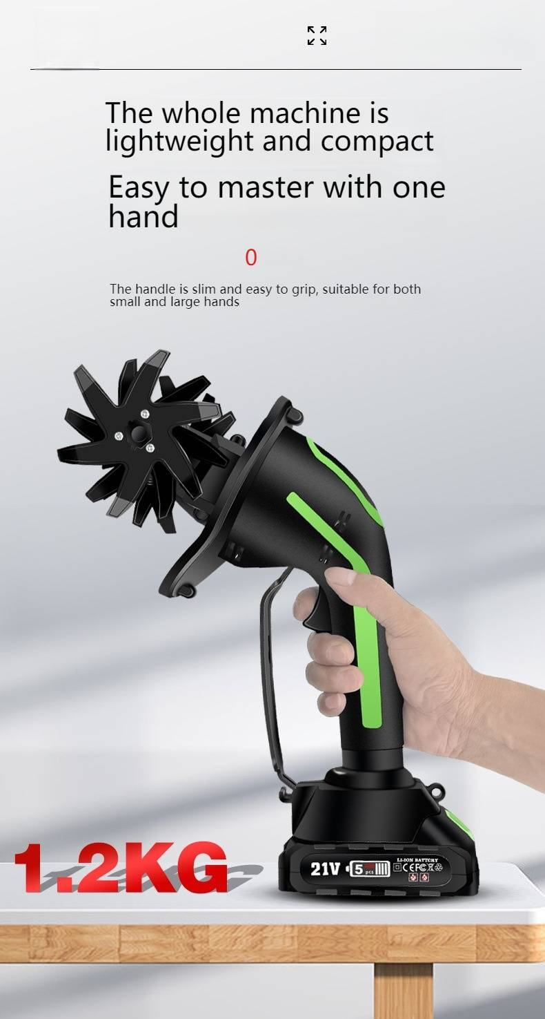 Cordless Electric Cultivator - Lightweight 0.6kg Handheld Tiller For Gardening, Weeding & Soil Loosening With 550W Motor & Detachable Tines_voghion.com