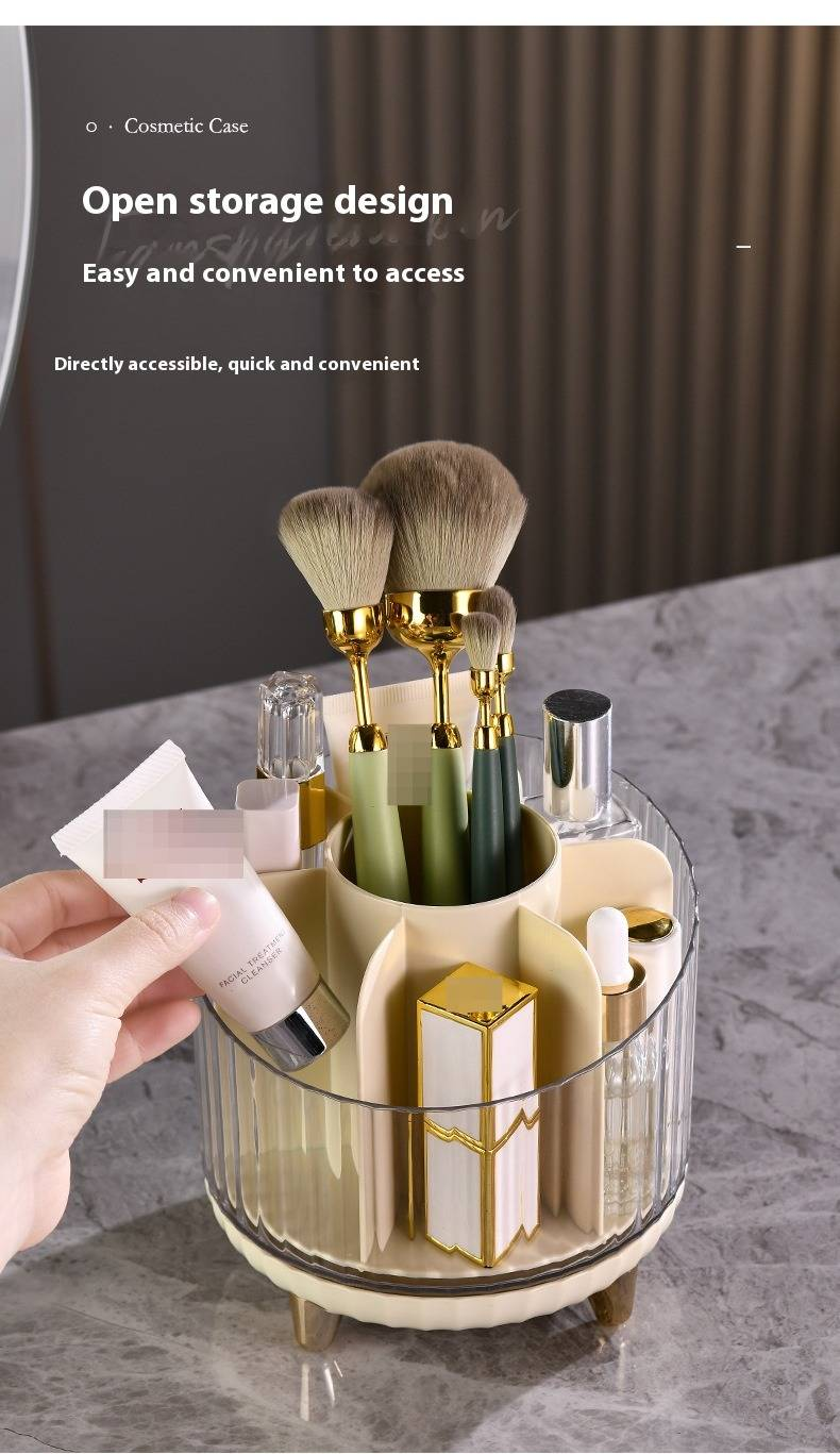 Rotating Makeup Organizer – Modern Cosmetic Storage Box With Adjustable Dividers For Skincare & Beauty Products, 360° Spinning Design_voghion.com