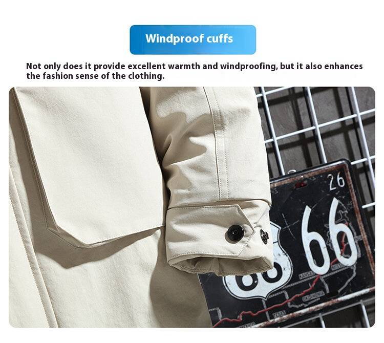 Men's Long Winter Workwear Down Jacket With Hood, Lightweight Warm Parka Coat For Cold Weather, Water-Resistant Polyester Shell, Machine Washable_voghion.com