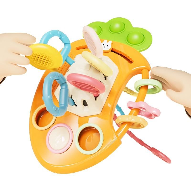 Baby Silicone Pull String Toys Radish Carrot Finger Training Toys Baby Early Education Enlightenment Interactive Game Radish Toy_voghion.com