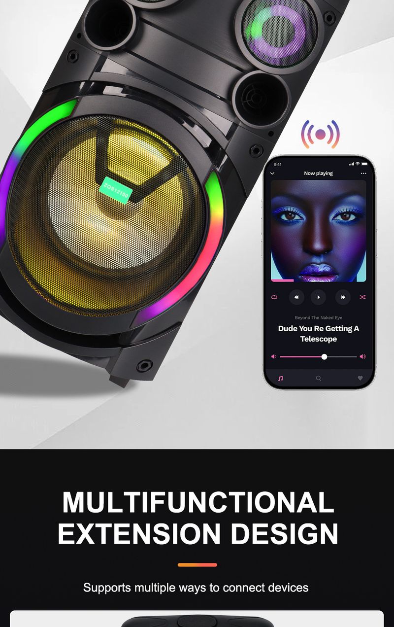ZQS12150 Multifunktionell utomhushögtalare för rullstol 12-tums ljud_voghion.com