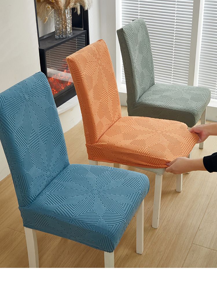 Coprisedie da pranzo in jacquard di alta qualità – Coprisedie a copertura totale per uso domestico e alberghiero (8 colori alla moda, stampa geometrica, antiscivolo, vestibilità universale)_voghion.com