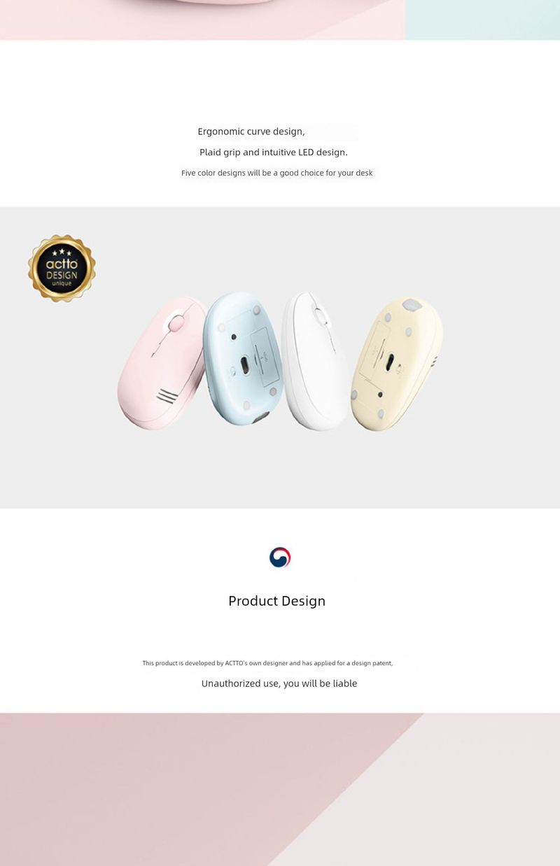 Actto Kabellose Bluetooth-Maus im Retro-Stil, modisch, für das Büro zu Hause, Computer, Handy, Notebook, iPad/_voghion.com