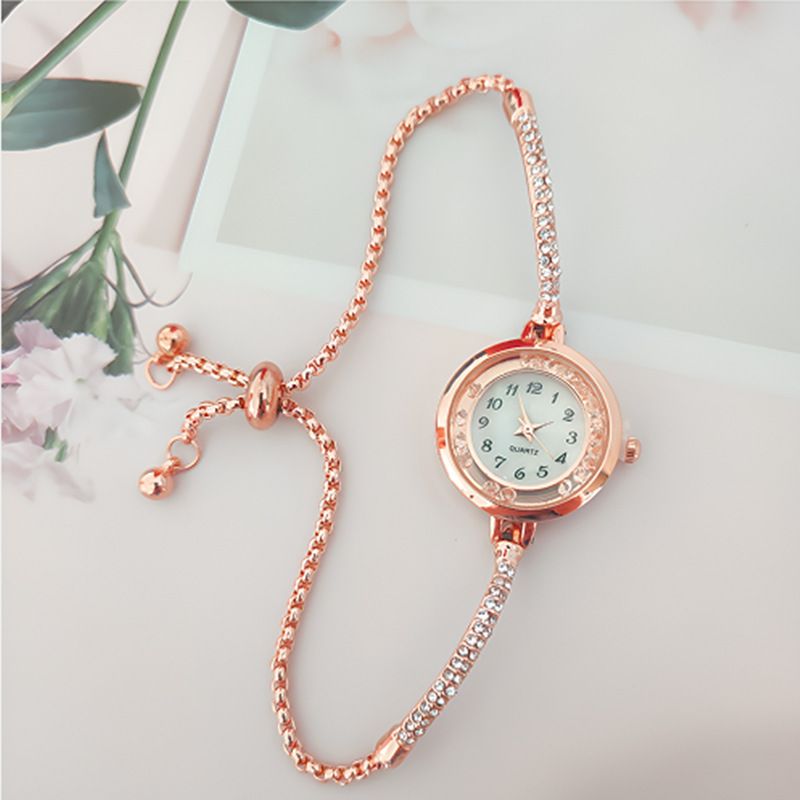 New Style Chalcedony Inlaid Diamond Crown Four-Leaf Clover Mermaid Rolling Bead Flowing Sand Pull-out Women's Bracelet_voghion.com