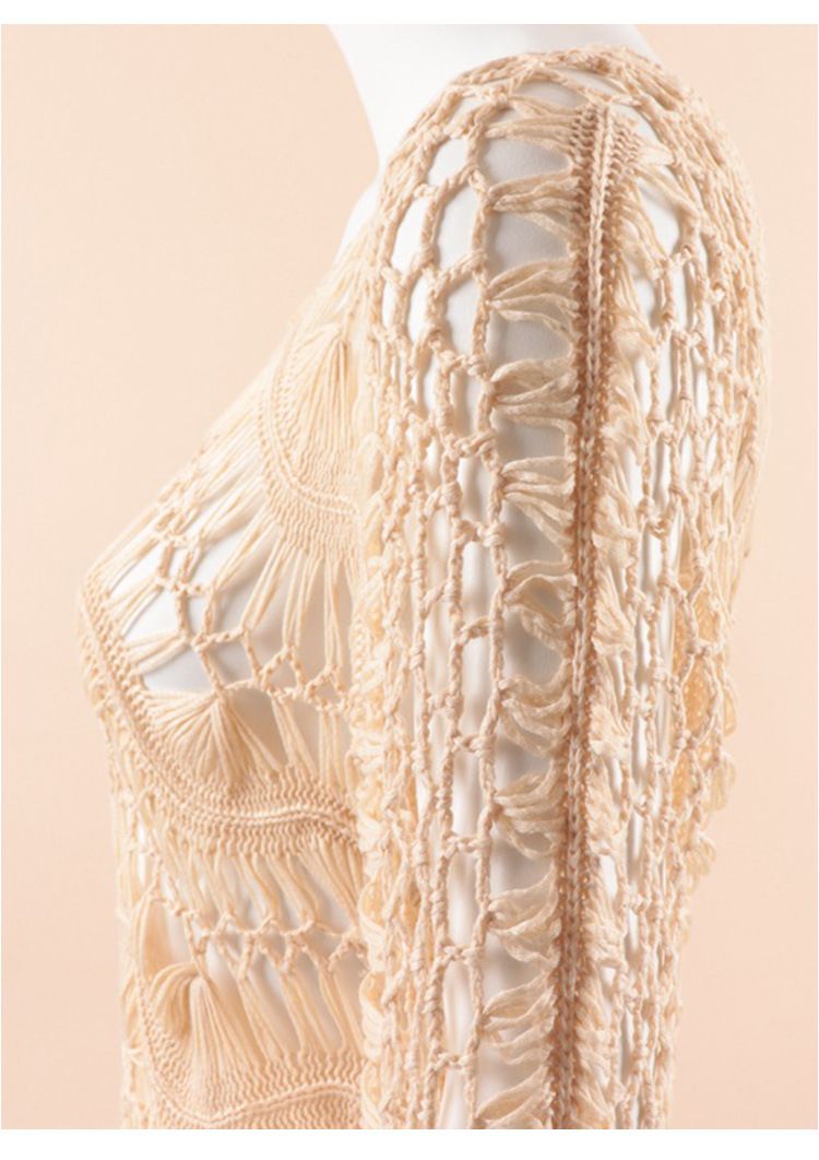 Gestricktes, ausgehöhltes Häkel-Bikini-Böhmisches Strand-Sonnenschutzkleid Neu_voghion.com