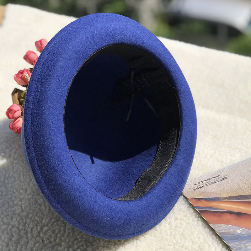 retro British woolen hat with small edge and curled edge trendy wool hat, versatile fashionable top hat_voghion.com