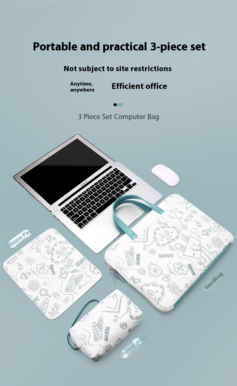 Geantă pentru laptop, noul tip din 2025, cu imprimeu de desene animate drăguțe, potrivită pentru pachete de alimentare pentru laptopuri Applo Macbook de 14 inch și 15,6 inch_voghion.com