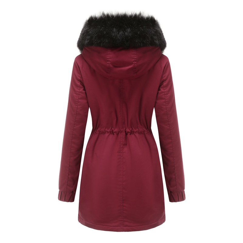 Abbigliamento da donna per superare la giacca imbottita in pile con collo in pelliccia, cappotto caldo con cappuccio, giacca imbottita ampia_voghion.com