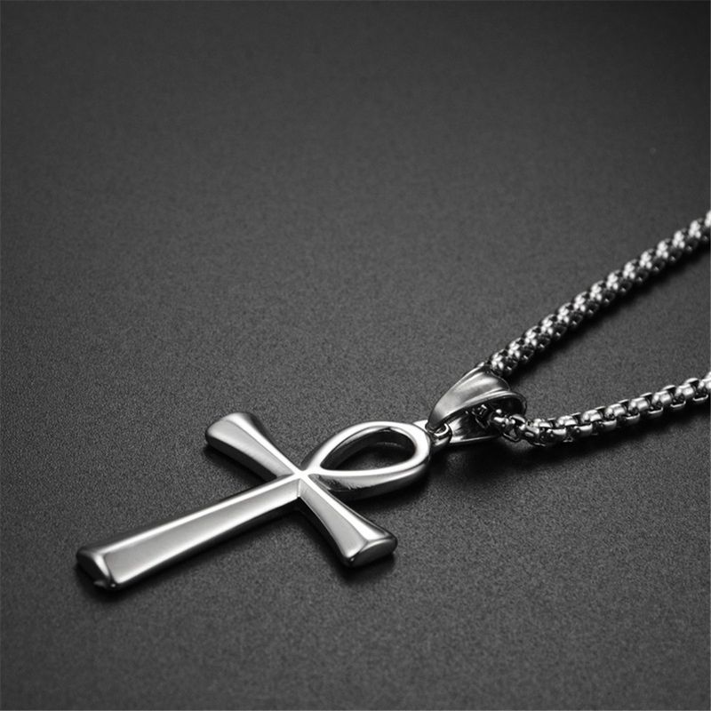 Colgante con amuleto de cruz Ankh del Antiguo Egipto, color dorado y plateado, de acero inoxidable, para mujeres y hombres, regalos de joyería egipcia_voghion.com