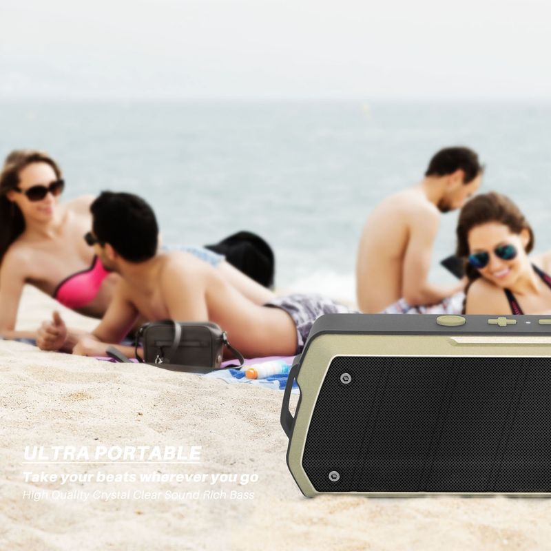 Nowy głośnik Bluetooth Rixing NR-5000 IPX5 o wysokiej wierności, obsługuje połączenia głośnomówiące / kartę TF / FM / dysk U (złoty)_voghion.com