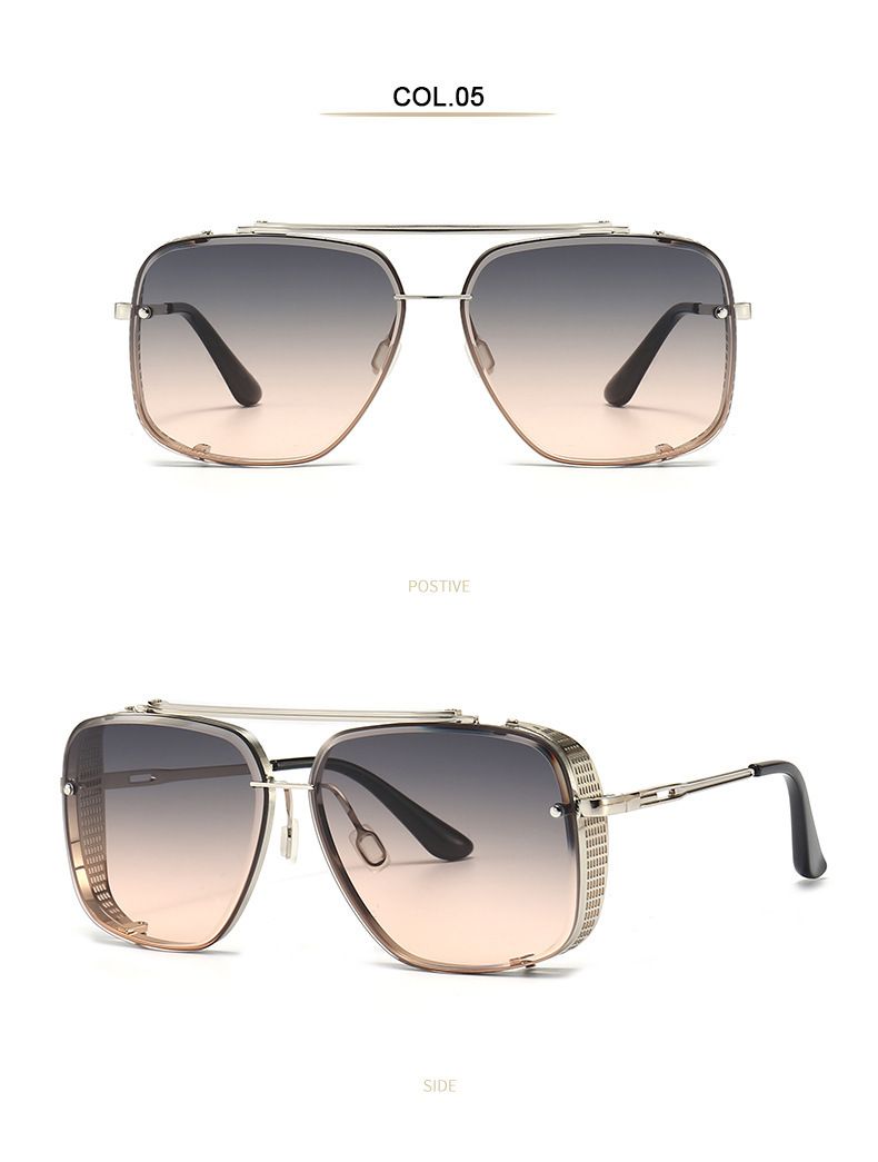 ActiveGo ActiveGo Personalized European And American New Style Double Bridge Metal Cut Edge INS Face Slimming Square Frame Trendy Unisex_voghion.com