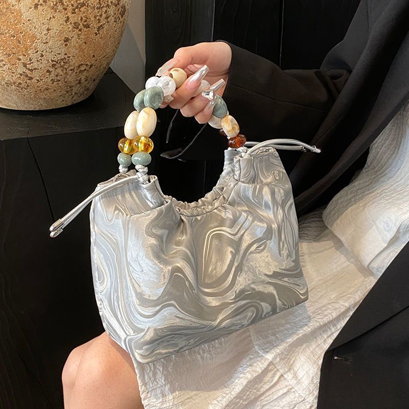 Silver 2025 Summer Niche New Single Shoulder Crossbody Chain Tote Women's Bucket Bag Fashion Hundred Casual Daily Commuter_voghion.com