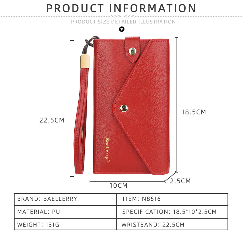 New BAELLERRY ladies long wallet thin multi-card mobile phone bag fashion clutch wholesale_voghion.com