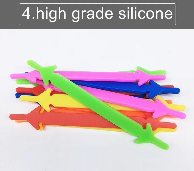12 pz/lotto Lacci Delle Scarpe In Silicone Senza cravatta Lacci Elastici Lacci Speciali per Bambini/Adulti Allacciatura Scarpe Da Ginnastica In Gomma Lacci delle scarpe_voghion.com