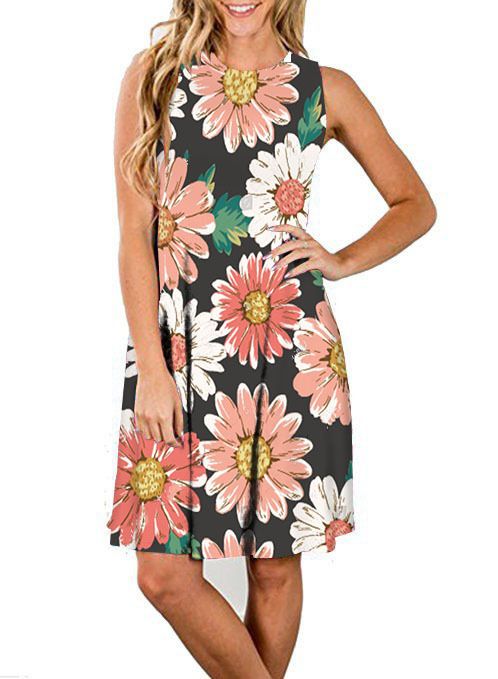 Rochie de vară nouă, fără mâneci, cu guler rotund, lejeră, pentru femei, vara 2023_voghion.com