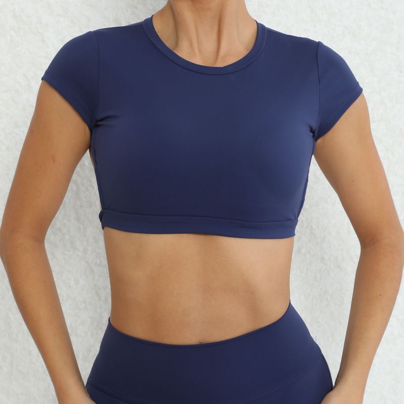 Yoga-T-Shirt mit Brustkissen, ausgehöhlter, schöner Rücken, sexy Yoga-Kleidung zum Draußentragen, Fitness-Top für Frauen_voghion.com