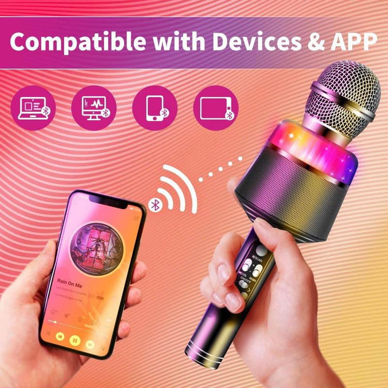 Microphone pour enfants, karaoké sans fil Bluetooth, lecteur de haut-parleur portable, enregistreur pour KTV, fête d'anniversaire_voghion.com