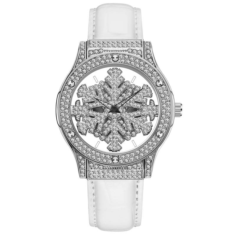 Rotierende Schneeflockenuhr, hohl, voller Diamant, leicht, luxuriös, voller Himmel, Stern, wasserdicht, Damenuhr, ideales Geschenk für Mutter und Frau_voghion.com