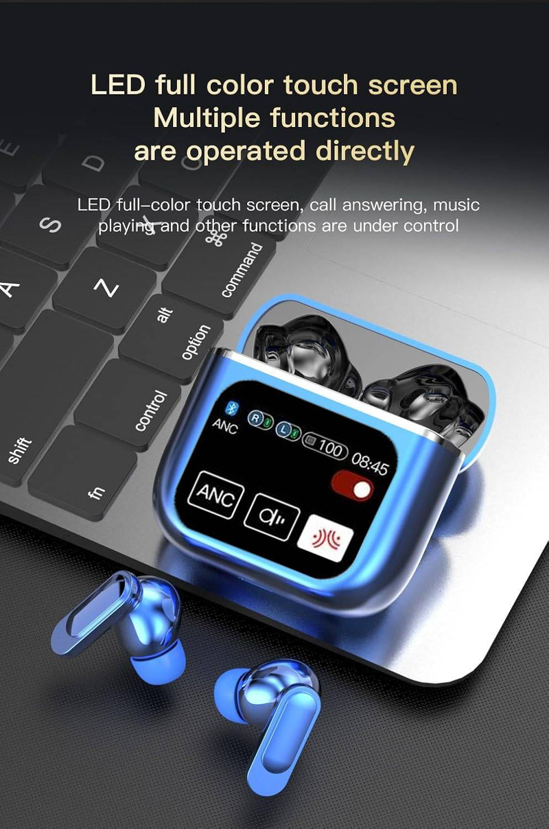 Bezprzewodowe słuchawki douszne Bluetooth 5.4 Słuchawki douszne ENC z redukcją szumów i etui ładującym bezprzewodowo Wyświetlacz LED Głęboki bas Słuchawki_voghion.com