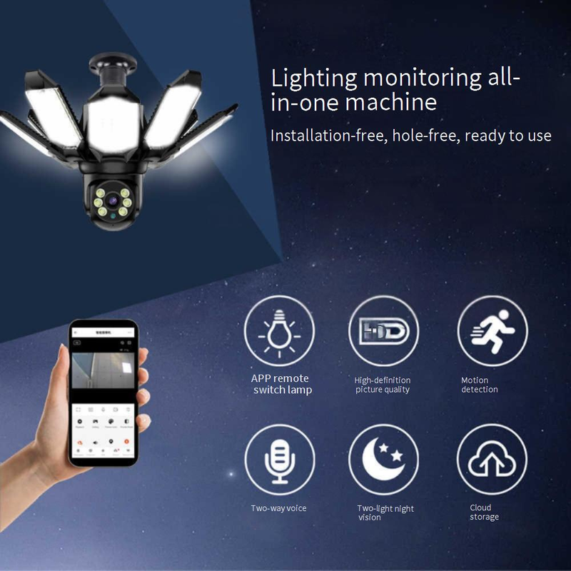 Cámara de seguridad y luz 2 en 1: monitoreo inalámbrico con visión nocturna HD (detección de movimiento, audio bidireccional, fácil instalación y acceso remoto mediante aplicación)_voghion.com