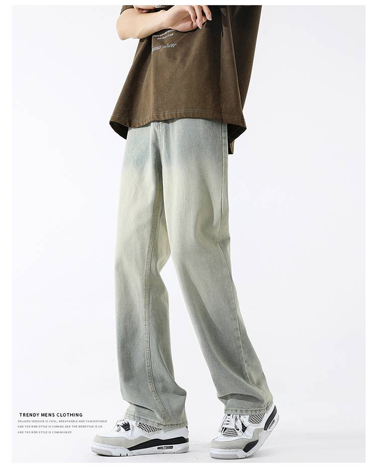 Calça jeans com estampa de céu estrelado e cordão até o chão - Confortável e com caimento solto - Calça jeans casual versátil e estilosa_voghion.com
