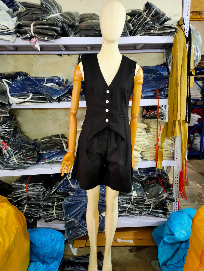 Costume deux pièces en coton et lin pour femme, ensemble gilet et short sans manches, idéal pour les loisirs, été_voghion.com