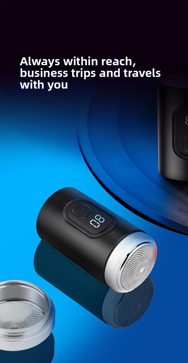 Mini rasoio elettrico per uomo - 3D rotante a 3 lame, ricaricabile tramite USB, display a LED, rasoio portatile da viaggio e da auto, autonomia di 60 minuti, silenzioso a 36 dB_voghion.com