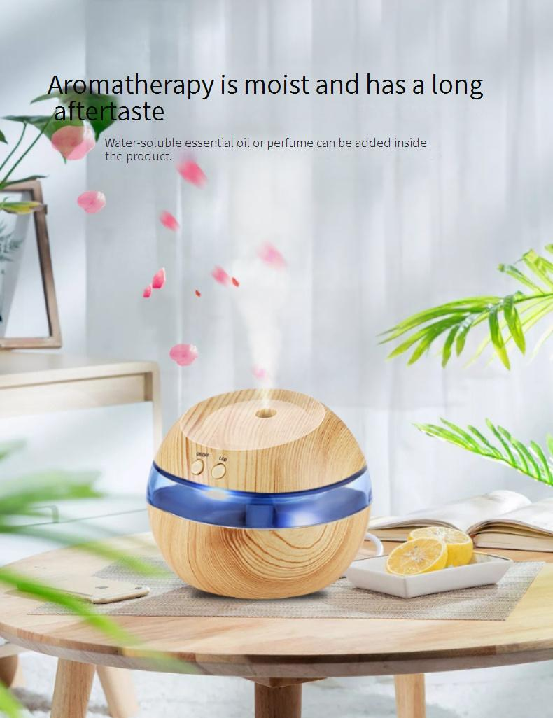 Umidificatore USB effetto legno con funzione di aromaterapia - Purificatore d'aria da tavolo compatto e silenzioso per uso domestico e in ufficio_voghion.com