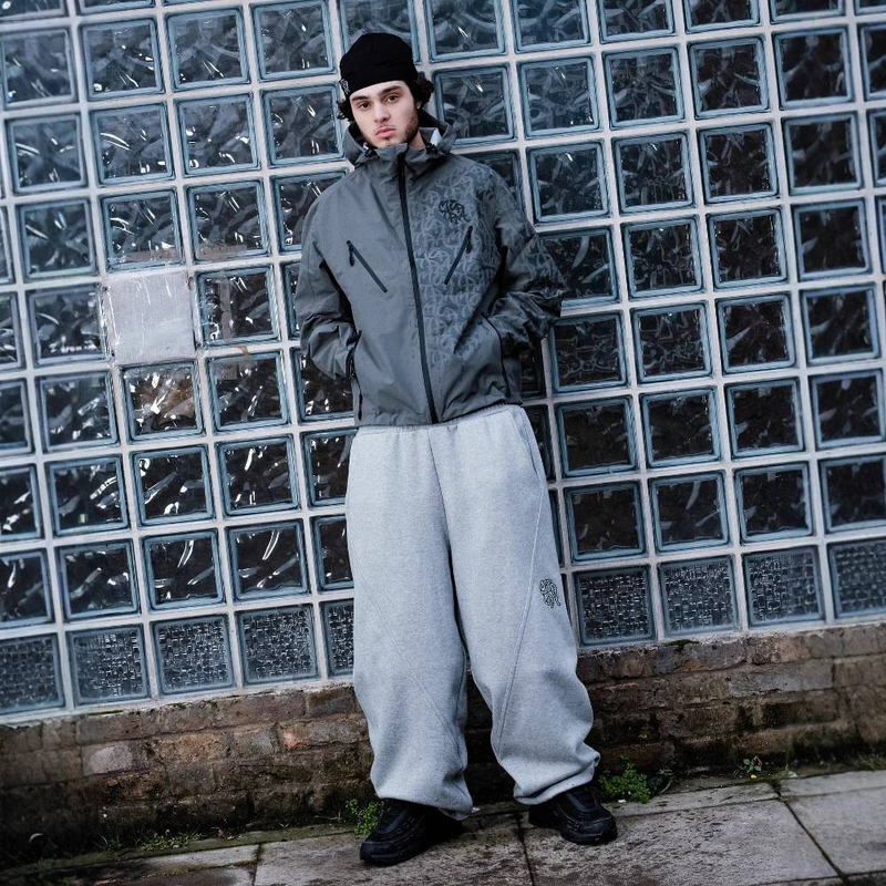 Pantalones deportivos unisex bordados de estilo hip hop Y2K, holgados e informales, con puños cónicos, de poliéster transpirable, en gris (S-XXL)_voghion.com
