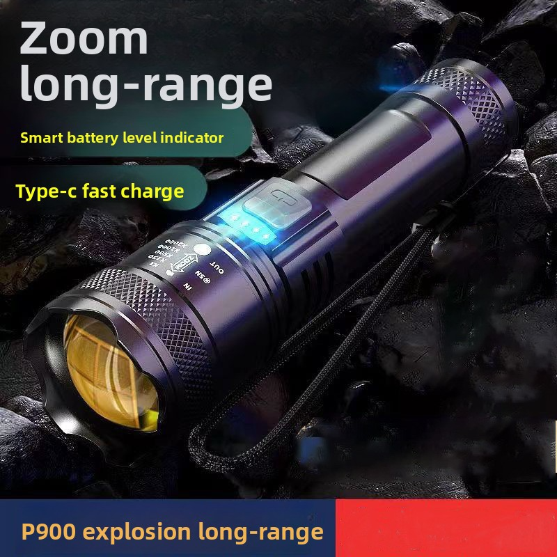 Lanterna LED – Zoom de 1000 lm, recarregável via USB-C, bateria de 1200 mAh, feixe de longo alcance de 500 m para uso externo e em emergências_voghion.com