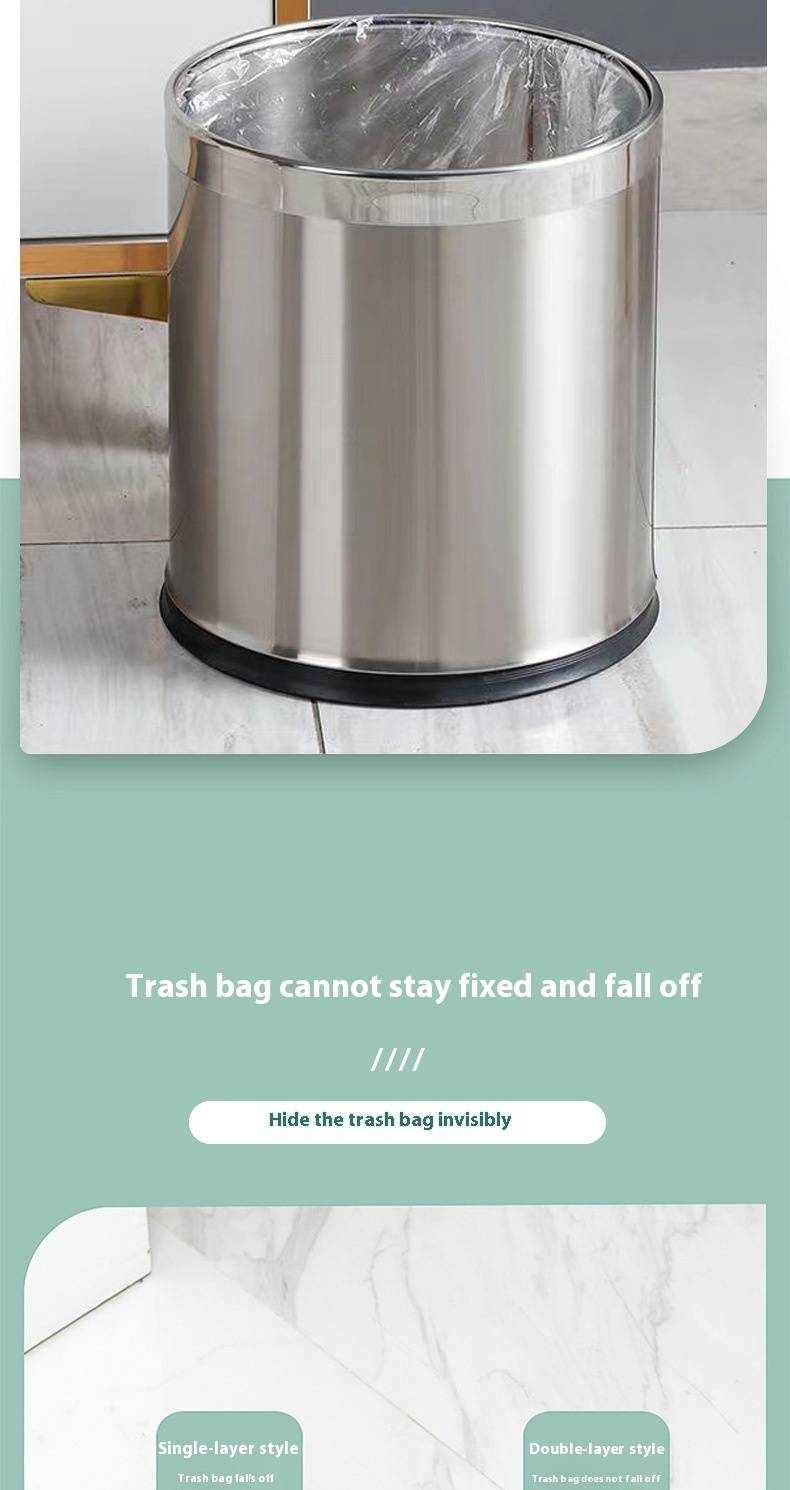Cestino per rifiuti in acciaio inossidabile – Uso commerciale – Design aperto – Resistente alla ruggine e facile da pulire – Ideale per ufficio, cucina, hotel_voghion.com