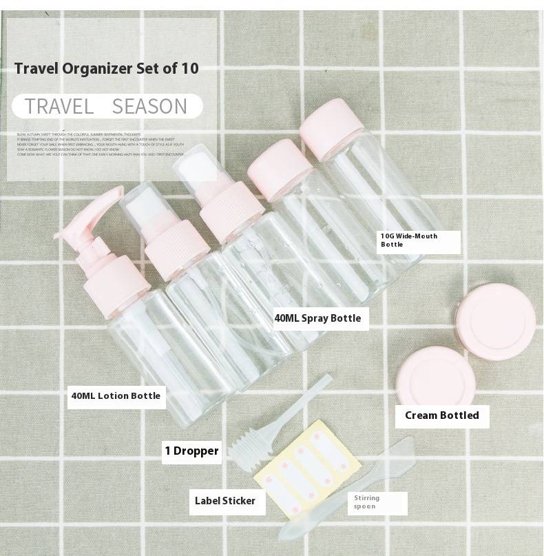 11-Piece Travel Bottle Set For Toiletries, Cosmetics, Shampoo & Lotion – Leak-Proof, TSA Approved, Portable & Lightweight (Pink & Blue Options)_voghion.com