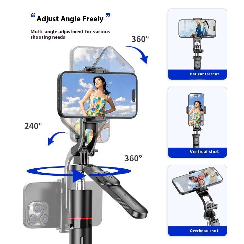 Trípode profesional antivibración para selfies con control remoto Bluetooth, luces de relleno duales y cabezal giratorio de 360°, soporte portátil para teléfono de viaje para vlogs._voghion.com