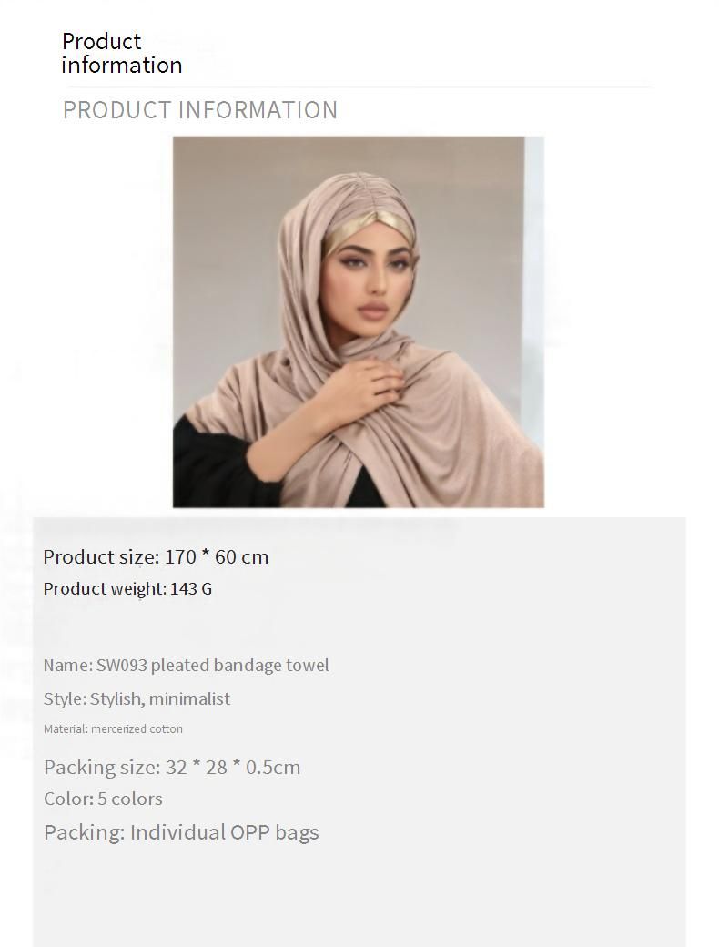 Sciarpe da donna, sciarpa lunga in cotone mercerizzato con cravatta plissettata, foulard coordinato per donna, Medio Oriente, Dubai_voghion.com