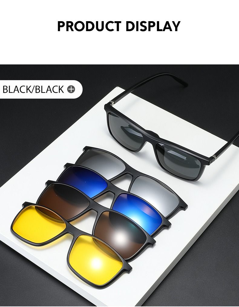 New Arrivals 6 In 1 Spectacle Frame Men Women With 5 PCS Clip On Polarized Sunglasses Magnetic Glasses Male Computer Optical 2299_voghion.com