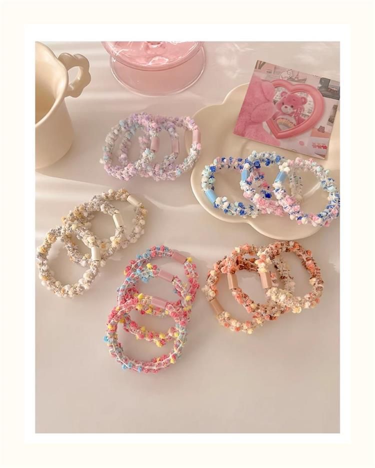 Anello per capelli in peluche a pois colorati, elastico per capelli da donna, elastico per capelli, corda per capelli, non danneggia i capelli, resistente, copricapo per bambini_voghion.com