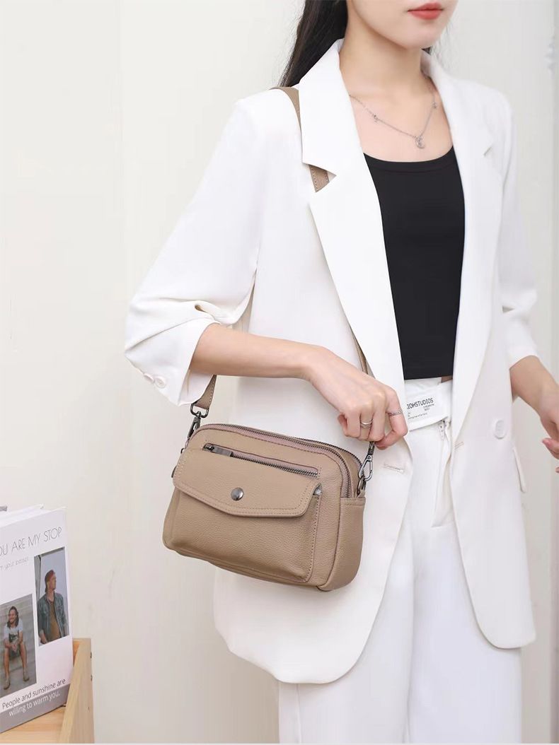 Echte Damen 2024 neue Frühjahr/Sommer vielseitige lässige Schulter Crossbody modische weiche Leder mehrschichtige kleine_voghion.com