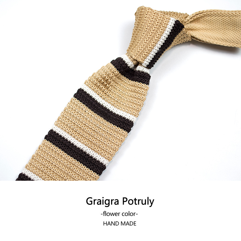 Cravatta da uomo in maglia, stile giapponese, a righe ultra-strette, color caffè coreano, larghezza 6 cm, garanzia di 7 giorni_voghion.com