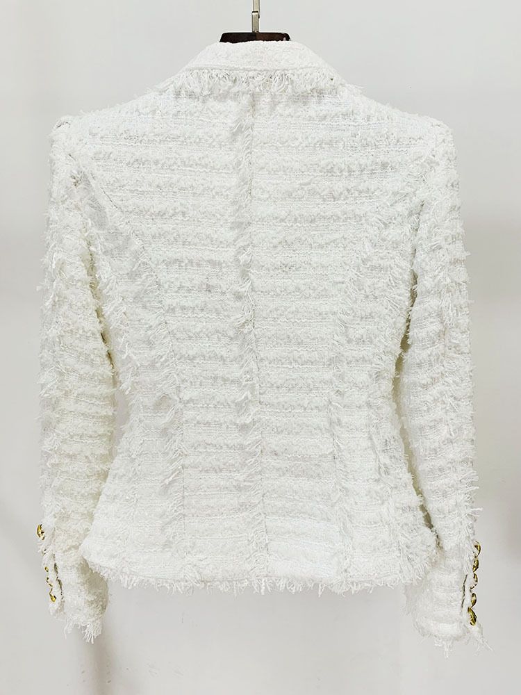 Damenbekleidung Herbst und Winter neue Promi-Mode Quaste Rand Tweed Slim Anzug Jacke Shorts Anzug_voghion.com