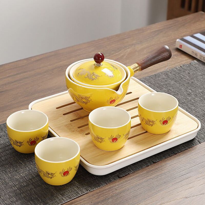 Ceramic Teapot Chinese Gongfu Tea Pot 360 Rotation Tea Maker Infuser Portable Single Pot 160ml Chinese Gongfu Tea Supplies_voghion.com