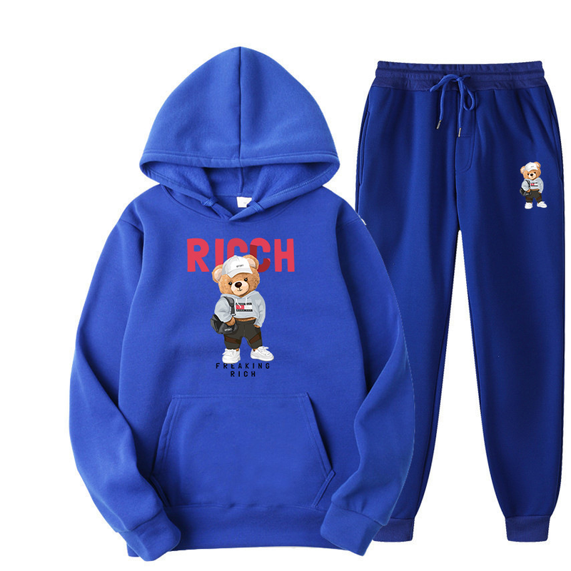 Spring and Autumn Men's Sweater Hoodie Set New Plush Sweater Women's Hip Hop Print_voghion.com