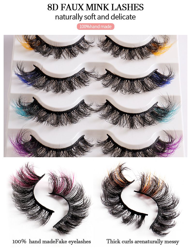 Colorful False Eyelashes 5D Curl Western - Style Natural Look Messy For Stage Makeup Voluminous And Dramatic Lashes_voghion.com