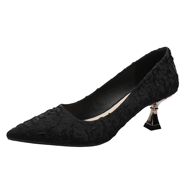 Hohe Dünne Absätze 2025 Neue Spitz Elegante Schwarze Professionelle Büroarbeit Für Frauen Einfache Kleine Ferse Einzelne Schuhe_voghion.com