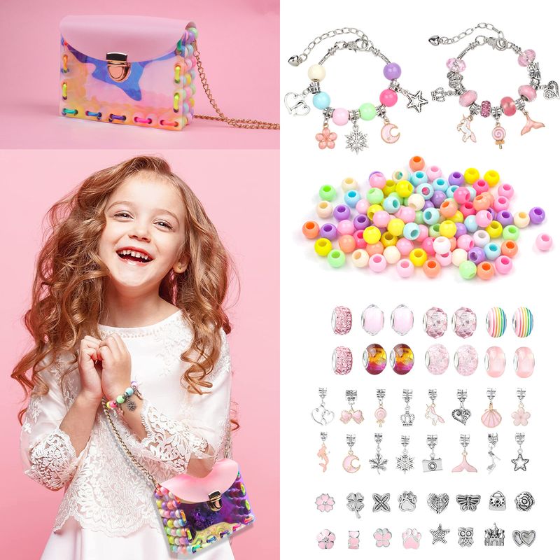 Nuovo prodotto per bambini fai da te fatti a mano braccialetto gioielli 158 pezzi colorati perline paillettes gioielli borsa di stoccaggio set_voghion.com