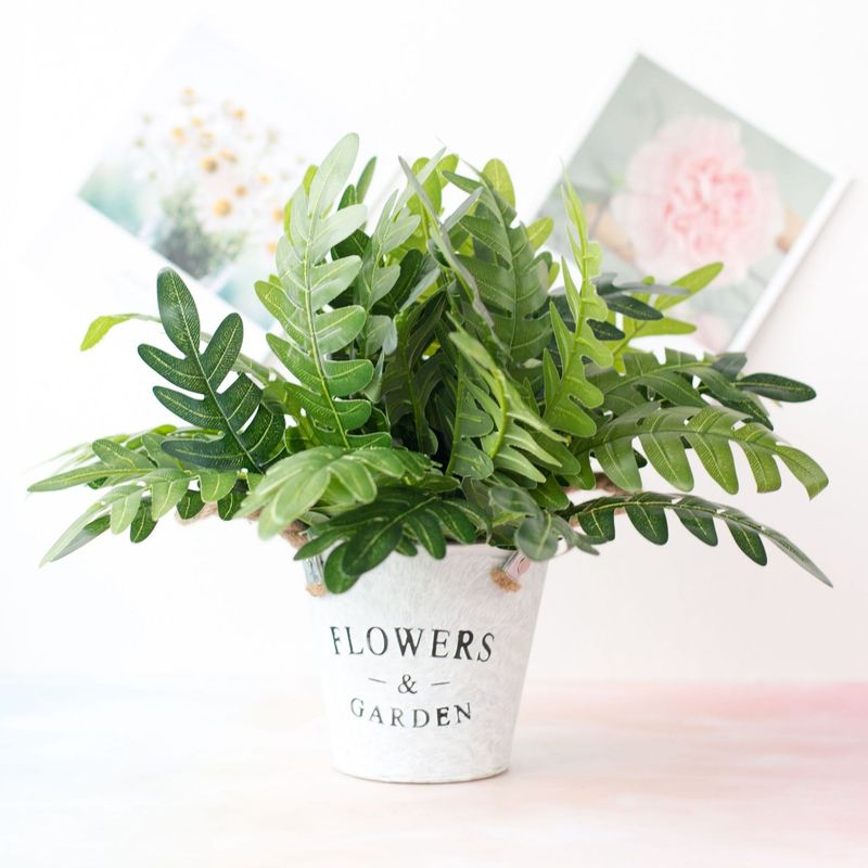 Flower green plant potted fern simulation plant wedding decoration plant wall matching leaves 11 fork fern grass Persian leaf_voghion.com