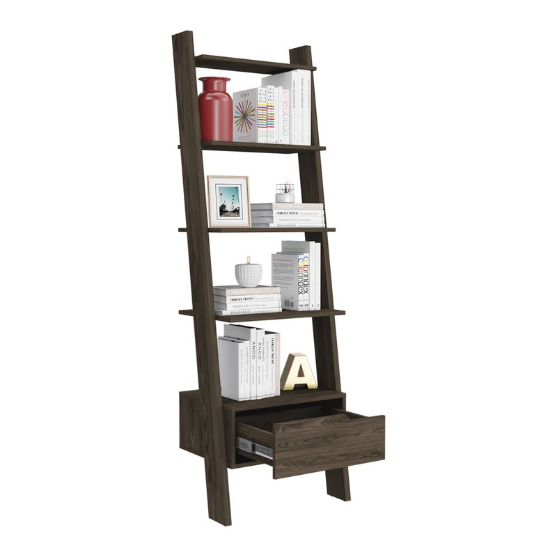 Hamburg Ladder Bookcase, Five Open Shelves, One Drawer_voghion.com