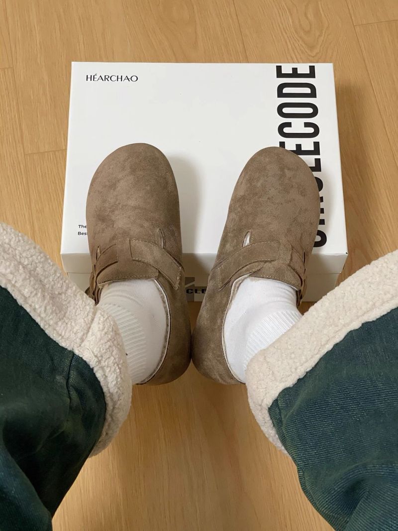 Fleece-gevoerde, volledig bedekkende 2025 herfst-wintermode, veelzijdige nieuwe instappers van katoen, lelijk en schattig voor dames_voghion.com